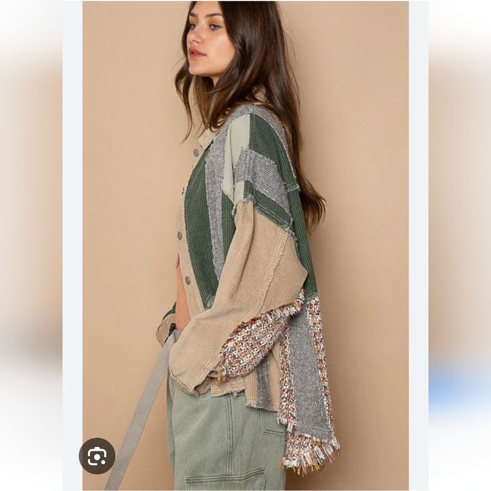 Pol Patchwork Button-Up Jacket Size M - image 4